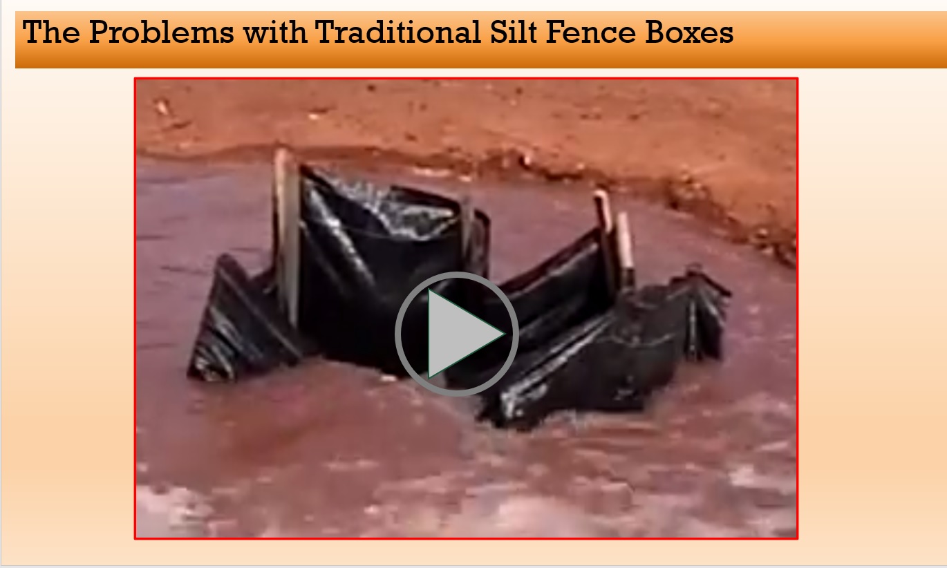 Example of a traditional silt fence box failing as inlet protection