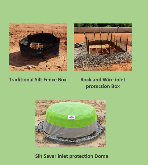 Silt Fence Box, Rock & Wire, Inlet Protection Dome